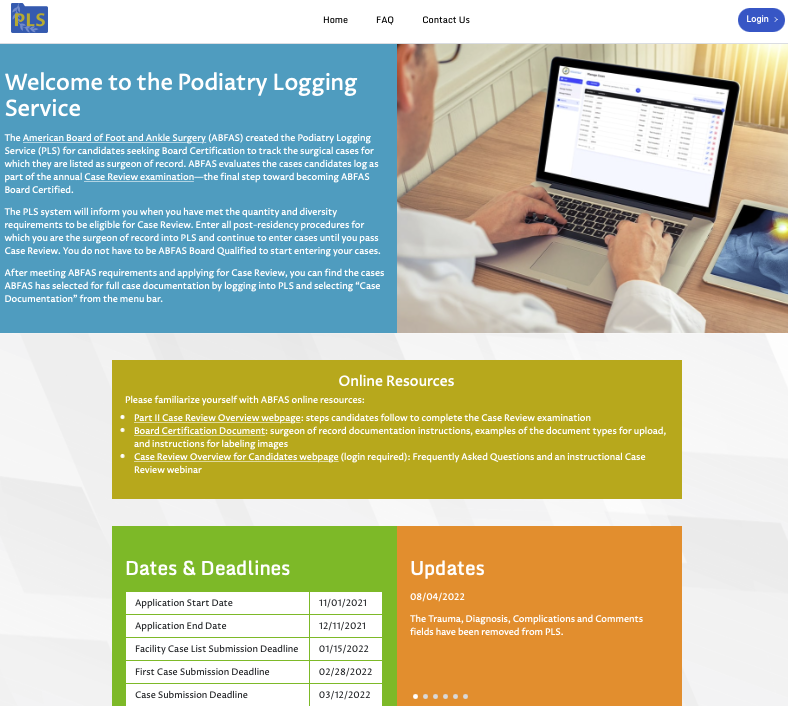 Podiatry Logging Service homepage