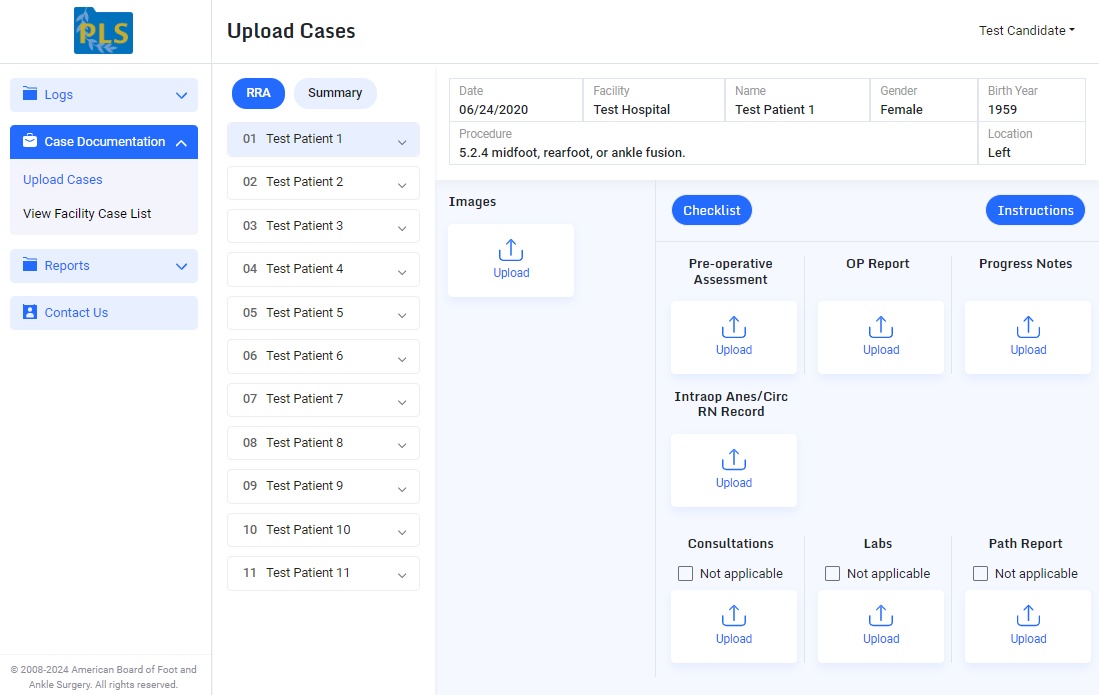 Case Upload Screenshot